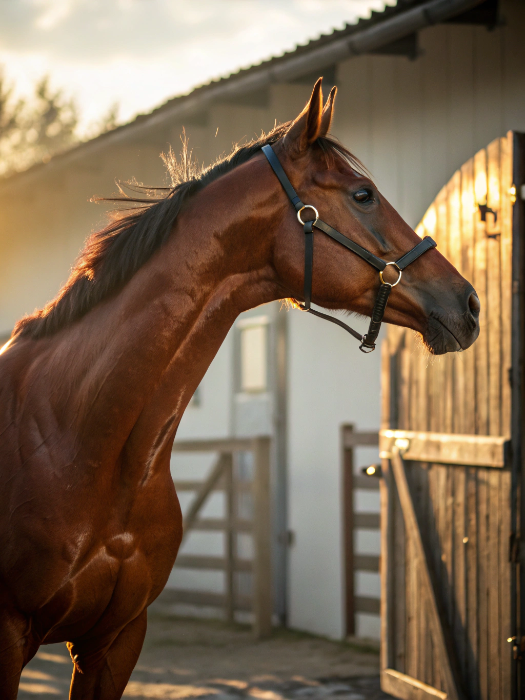 Close up portrait of a competition horse
