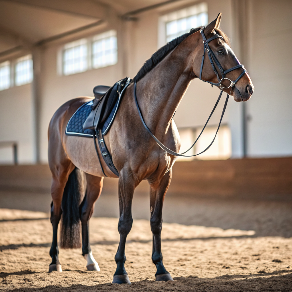 Focused rider preparing for jump